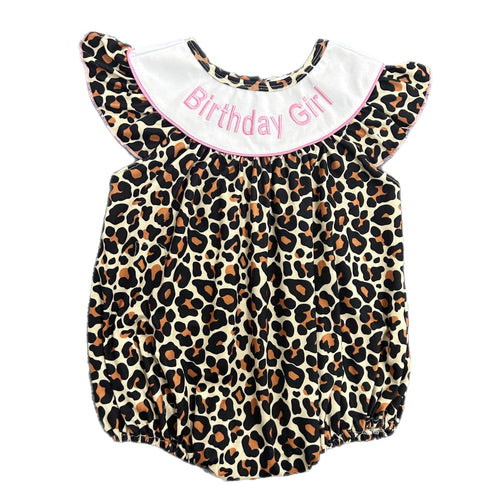 Birthday girl leopard romper