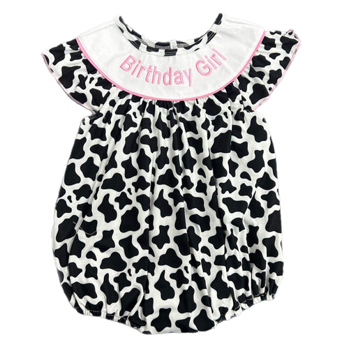 Birthday girl cow romper