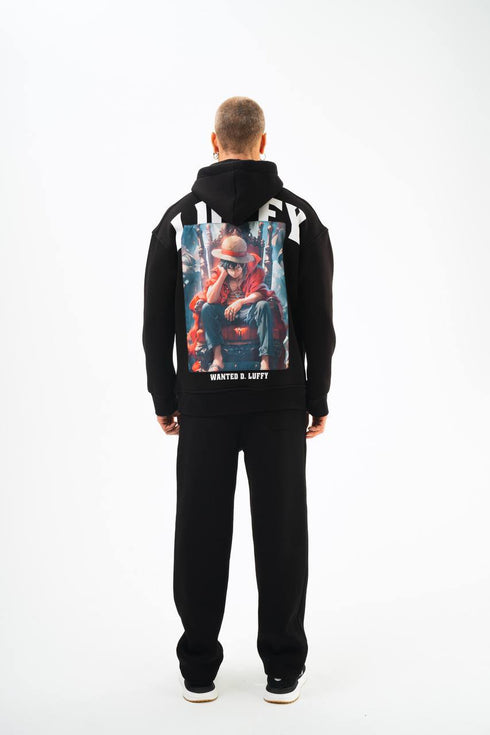 Oversize 'Luffy' Hoodie - One Piece Anime Graphic Sweatshirt - Wanted D. Luffy