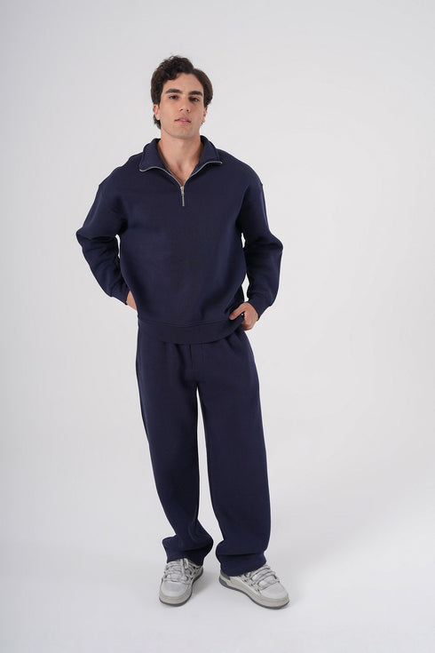Unisex Oversize Half-Zip Sweatshirt & Baggy Sweatpants Set