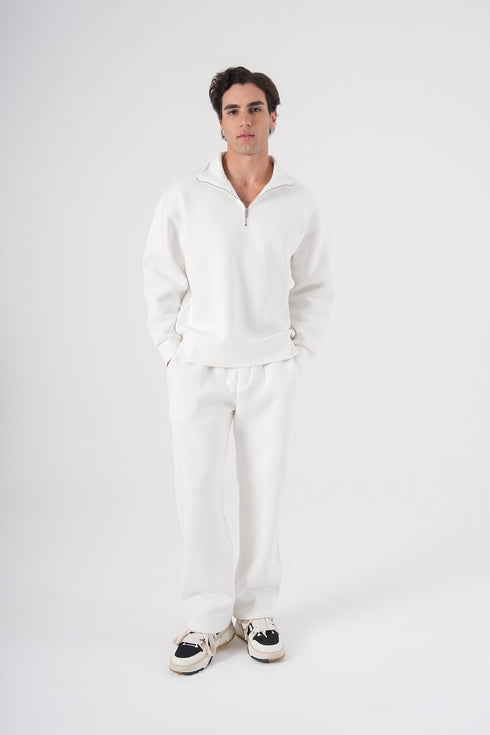 Unisex Oversize Half-Zip Sweatshirt & Baggy Sweatpants Set