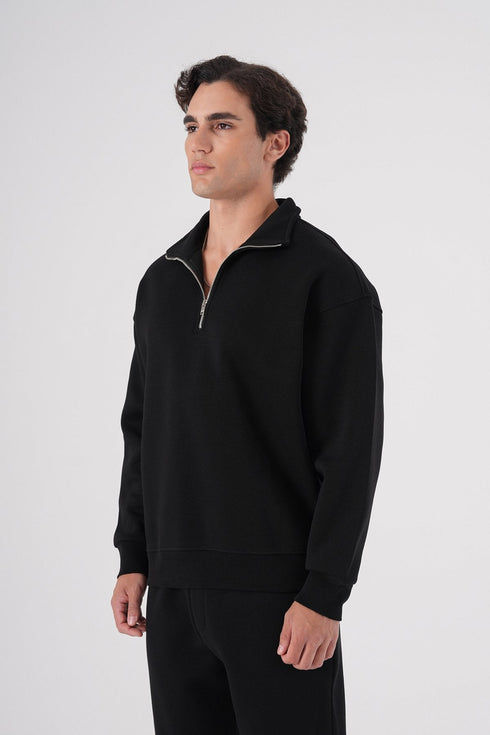 Unisex Oversize Half-Zip Sweatshirt & Baggy Sweatpants Set