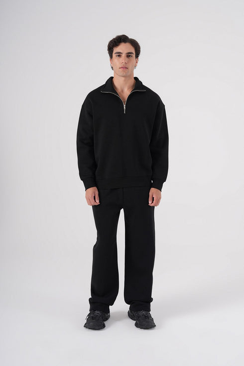 Unisex Oversize Half-Zip Sweatshirt & Baggy Sweatpants Set
