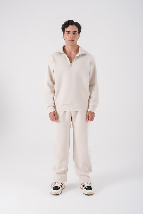 Unisex Oversize Half-Zip Sweatshirt & Baggy Sweatpants Set
