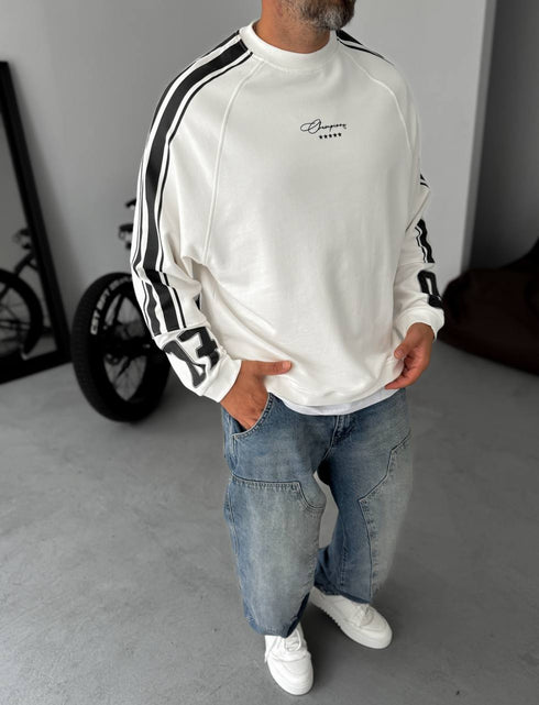 Unisex Oversize Sweatshirt with Varsity Stripes