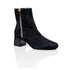 Arina Dress Ankle Bootie with a Block Heel in Black Suede