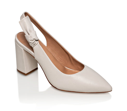 Daphne Leather Slingback Pump Off-White