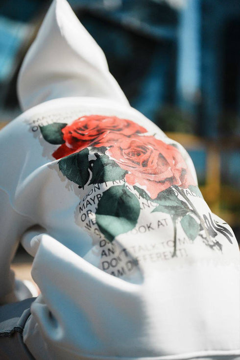 Oversize 'Red Roses' Graphic Hoodie - Dark Aesthetic Streetwear Sweatshirt