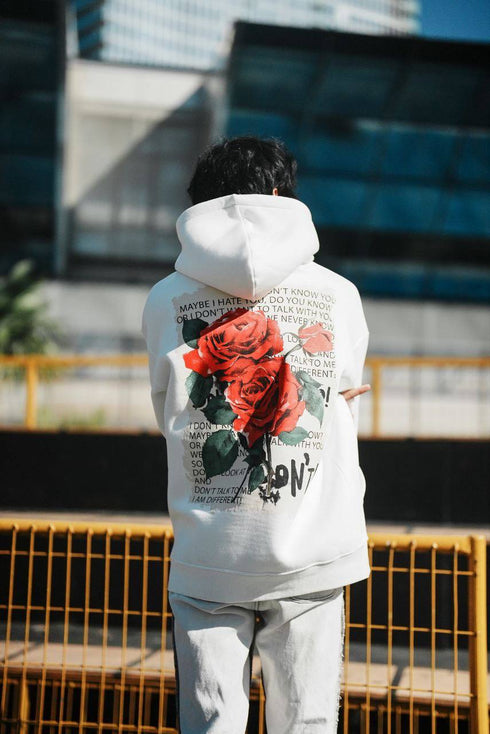 Oversize 'Red Roses' Graphic Hoodie - Dark Aesthetic Streetwear Sweatshirt