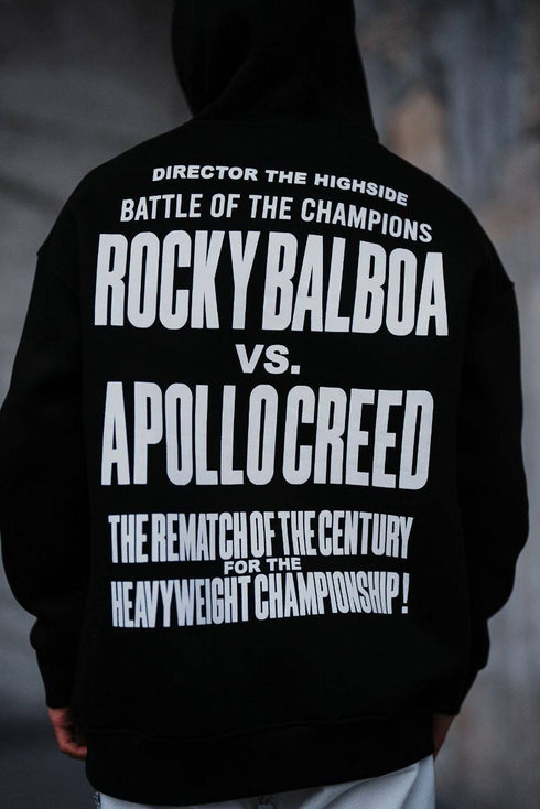 Oversize 'Rocky Balboa vs. Apollo Creed' Graphic Hoodie - Boxing Match Sweatshirt