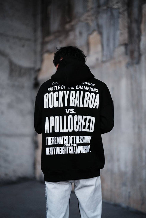 Oversize 'Rocky Balboa vs. Apollo Creed' Graphic Hoodie - Boxing Match Sweatshirt