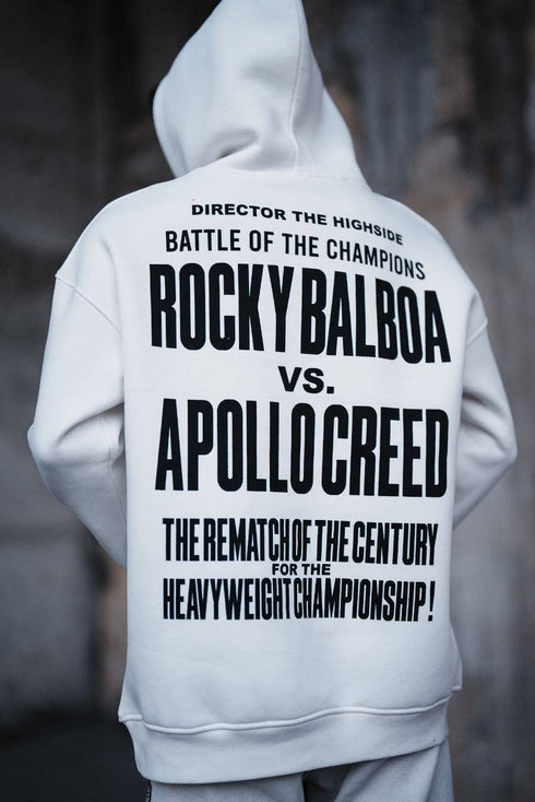 Oversize 'Rocky Balboa vs. Apollo Creed' Graphic Hoodie - Boxing Match Sweatshirt