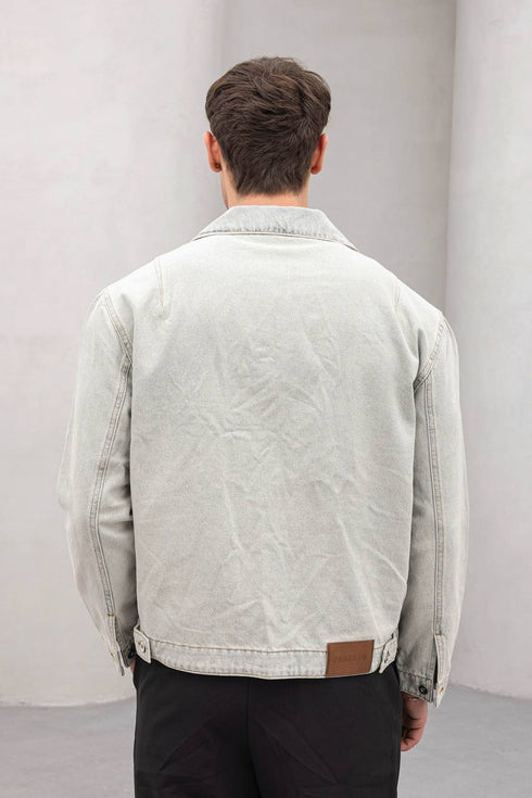 Vintage Washed Denim Jacket - Men's Streetwear Casual Jean Jacket