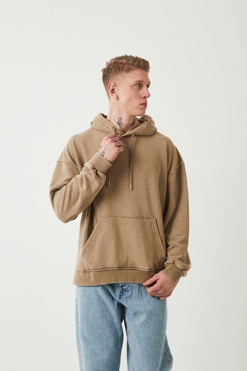 Unisex Washed Oversize Hoodie - Heavyweight Blank Sweatshirt - Gray