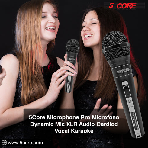 5 CORE Premium Vocal Dynamic Cardioid Handheld Microphone Unidirectional Mic with 16ft Detachable XLR Cable to ¼ inch Audio Jack and On/Off Switch for Karaoke Singing PM 757