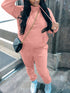 Casual Drawstring Pantsuits Two-piece Set; Pocket Hoodies Tops & Loose Long Sweatpants Set; Women's Clothing