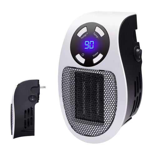 Programmable Space Heater; with Led Display Wall Outlet Electric Heater with Adjustable Thermostat and Timer for Home Office Indoor Use With Remote Control 500 Watt ETL Approved 5 Core PIH
