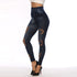 Imitation denim hollow leggings heart net pants high waist super elastic female pants