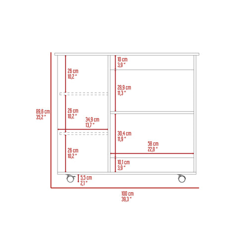 Holmeson 5-Shelf Kitchen Cart with Caster White and Dark Brown