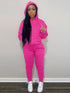 Casual Drawstring Pantsuits Two-piece Set; Pocket Hoodies Tops & Loose Long Sweatpants Set; Women's Clothing