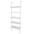 5-Shelf Wood Ladder Bookcase with Metal Frame; Industrial 5-Tier Modern Ladder Shelf Wood Shelves XH