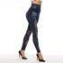 Imitation denim hollow leggings heart net pants high waist super elastic female pants