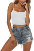Women's Basic Solid Cami Spaghetti Double Layer Crop Tank Top