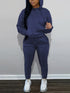 Casual Drawstring Pantsuits Two-piece Set; Pocket Hoodies Tops & Loose Long Sweatpants Set; Women's Clothing