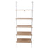 5-Shelf Wood Ladder Bookcase with Metal Frame; Industrial 5-Tier Modern Ladder Shelf Wood Shelves XH
