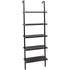 5-Shelf Wood Ladder Bookcase with Metal Frame; Industrial 5-Tier Modern Ladder Shelf Wood Shelves XH