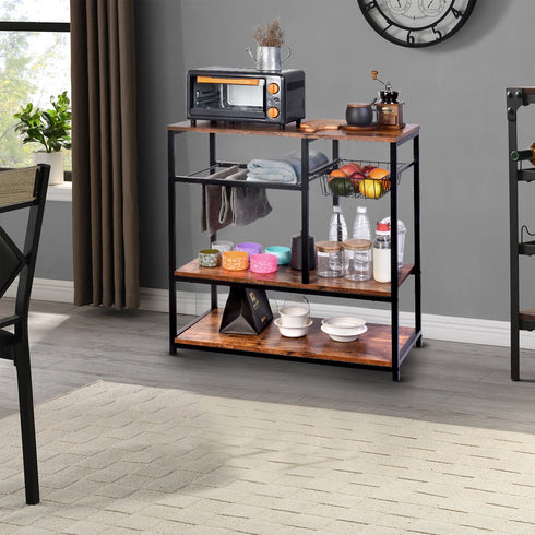 Kitchen Baker's Rack Rolling Storage Shelf Stand Organizer Workstation; 31.5×15.75×32.25 Inches