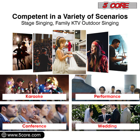 5 CORE Premium Vocal Dynamic Cardioid Handheld Microphone Unidirectional Mic with 16ft Detachable XLR Cable to ¼ inch Audio Jack and On/Off Switch for Karaoke Singing PM 757