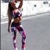 New women summer four-needle six-line digital leopard leggings hip elastic leggings
