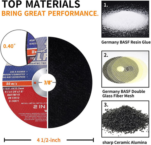 Cut Off Wheels 50 Packs; 4 1/2 inch Ultra Thin Cutting Wheels Anti-vibration Angle Grinder Cutting Discs for Metal and Stainless Steel Cutting