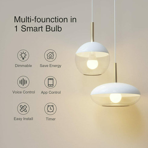 4Pack Smart Alexa Google Light Bulb Warm White Dimmable