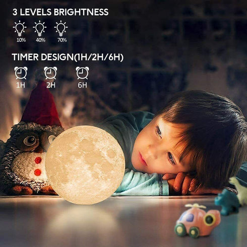 3D Smart Moon Lamp 360° RGB LED Night Light w/ Bluetooth Speaker Remote Control
