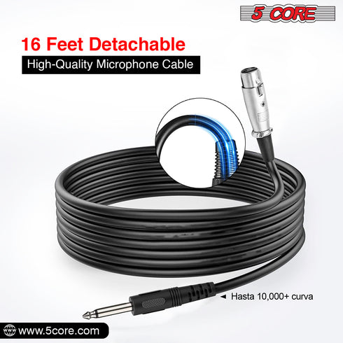 5 CORE Premium Vocal Dynamic Cardioid Handheld Microphone Unidirectional Mic with 16ft Detachable XLR Cable to ¼ inch Audio Jack and On/Off Switch for Karaoke Singing PM 757