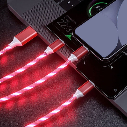 3-in-1 LED Flowing Light Charging USB Cable For IPhone Android Type-C