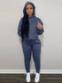 Casual Drawstring Pantsuits Two-piece Set; Pocket Hoodies Tops & Loose Long Sweatpants Set; Women's Clothing