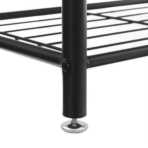 Wood and Metal Frame Hall Tree with Slatted Shelves; Rustic Brown and Black