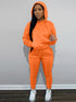 Casual Drawstring Pantsuits Two-piece Set; Pocket Hoodies Tops & Loose Long Sweatpants Set; Women's Clothing