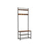 Wood and Metal Frame Hall Tree with Slatted Shelves; Rustic Brown and Black