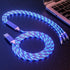 3-in-1 LED Flowing Light Charging USB Cable For IPhone Android Type-C