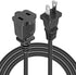 2-Prong Male-Female Extension Power Cord Cable; Outlet Extension Cable Cord US AC 2-Prong Male-Female Power Cable 13A/125V; Black 5 Core EXC BLK 12FT