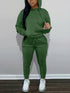 Casual Drawstring Pantsuits Two-piece Set; Pocket Hoodies Tops & Loose Long Sweatpants Set; Women's Clothing