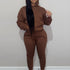 Casual Drawstring Pantsuits Two-piece Set; Pocket Hoodies Tops & Loose Long Sweatpants Set; Women's Clothing