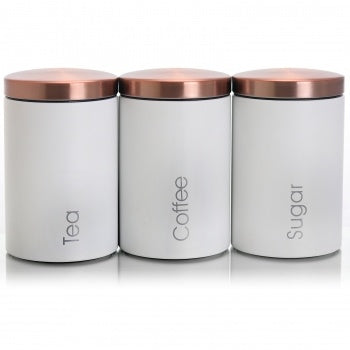 MegaChef Essential Kitchen Storage 3 Piece Sugar; Coffee and Tea Canister Set in Matte Gray