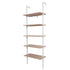 5-Shelf Wood Ladder Bookcase with Metal Frame; Industrial 5-Tier Modern Ladder Shelf Wood Shelves XH