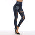 Imitation denim hollow leggings heart net pants high waist super elastic female pants