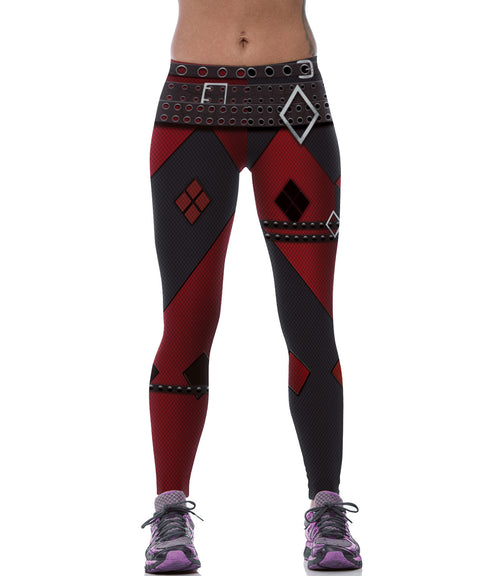 Batman Harleen Quinzel Leggings Red Harley Quinn Tights Sexy High Waist Trouser Woman